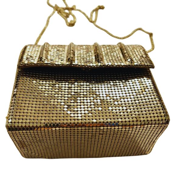 Vintage Whiting & Davis Mesh Evening Shoulder Bag Gold - Picture 3 of 14